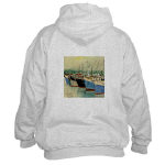 Digby Nova Scotia Fishing Boats Watercolor Hooded Sweatshirt by NANCE